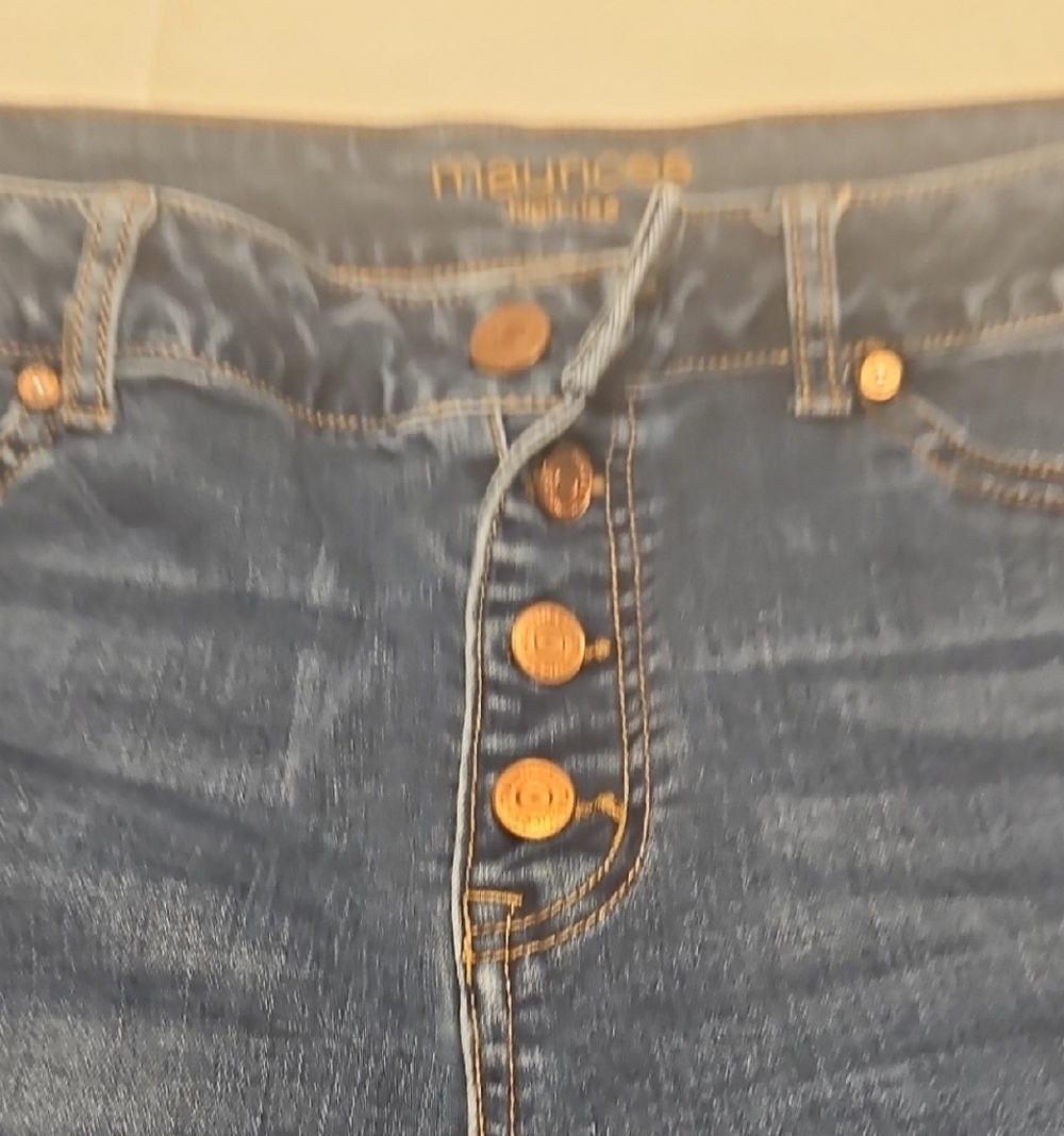 Maurices High Rise Blue Jeans with Gold Buttons